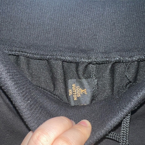black designer logo louis vuitton sweatpants size medium large zipper pockets - Picture 4 of 6